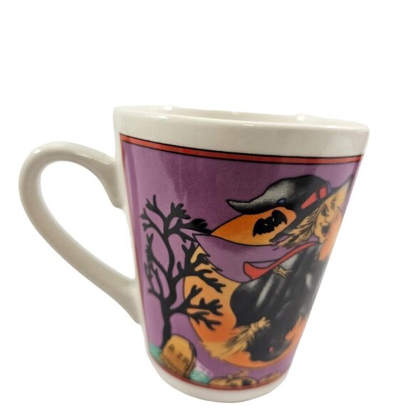Witches Bats Spooky Halloween 10 Oz Ceramic Coffee Tea Mug Cups – Set of 2 - Picture 11 of 16